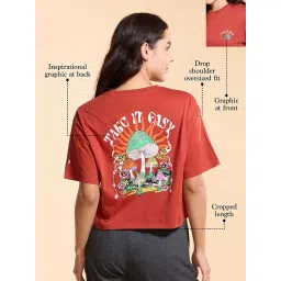 Enamor Red Cotton Printed T-Shirt image 3