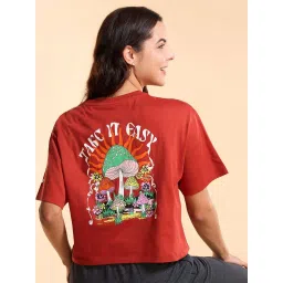 Enamor Red Cotton Printed T-Shirt image 4