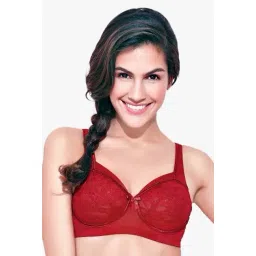 Enamor Red Non Wired Non Padded Full Coverage Bra-picture-24