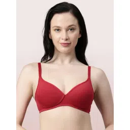Enamor Red Non-Wired Padded T-Shirt Bra-picture-37