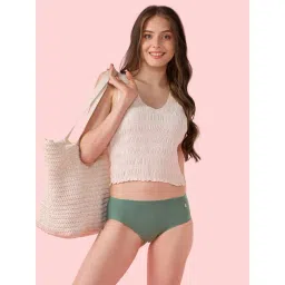 Enamor Sage Green Nylon Solid Brief Panty image 4