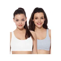 Enamor White & Grey Non Wired Non Padded Sports Bra (Pack Of 2)-picture-17