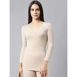 Enamor Women Beige Solid Thermal Top-image-12