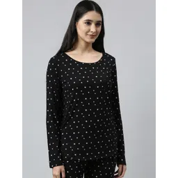 Enamor Women Black & Off White Printed Night suit-picture-10