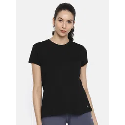 Enamor Women Black Slim Fit Crew Round Neck T-Shirt-picture-21