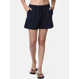 Enamor Women Blue Solid Shorts-image-18