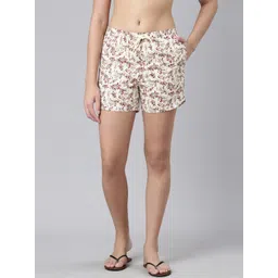 Enamor Women Floral Printed Mid-Rise Cotton Lounge Shorts-picture-39