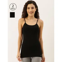 Enamor Women Pack of 2 Black Solid Camisoles-picture-34