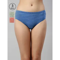 Enamor Women Pack of 3 Assorted Mid Waist Full coverage Cotton Antimicrobial Briefs-CH03-picture-15
