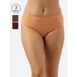 Enamor Women Pack of 3 Assorted Mid Waist Full coverage Cotton Antimicrobial Briefs-CH03-picture-22