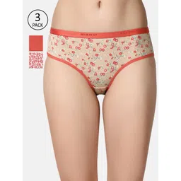 Enamor Women Pack of 3 Assorted Mid Waist Full Coverage Cotton Antimicrobial Briefs-CR02-picture-17