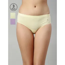 Enamor Women Pack of 3 Assorted Mid Waist Full Coverage Cotton Antimicrobial Briefs-CR17-picture-16
