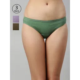 Enamor Women Pack of 3 Assorted  Pure Cotton Bikini Briefs CB03-picture-27