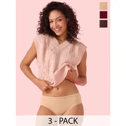 Enamor Women Pack Of 3 Cotton Mid-Rise Hipster Briefs CH09 MCS P3-picture-31