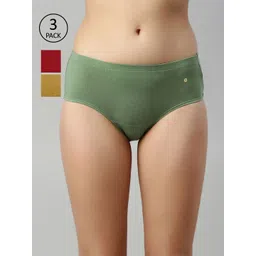 Enamor Women Pack of 3 Mid Waist Full Coverage Cotton Antimicrobial Briefs-CR17 image 1