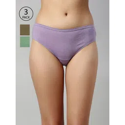 Enamor Women Pack of 3 Solid Cotton Antimicrobial Hipster Briefs-CH03-image-28