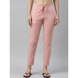 Enamor Women Pink Solid Cotton Slim-Fit Lounge Pants-image-19