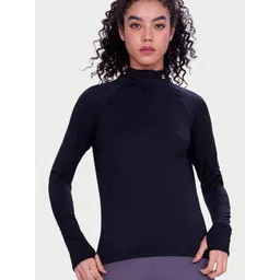 Enamor Women Solid High Neck Slim Fit T-shirt-image-10