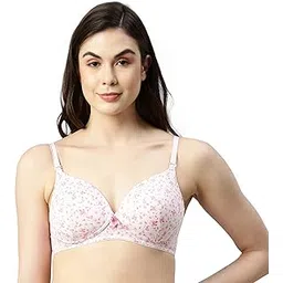 enamor Women's F065 Polyester Invisible Neckline T-Shirt Bra - Padded Non Wired High Coverage(F065-Amaranto Print-34B)-picture-42