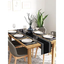 Encasa Homes Black & Grey 7-Pieces Striped Table Linen Set-picture-32