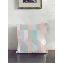 Encasa Homes White & Grey 2 Pieces Geometric Cotton Square Cushion Covers-picture-33