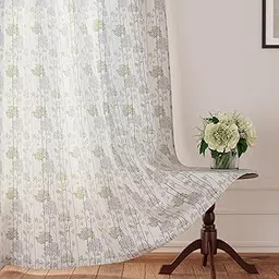 Encasa XO Door Curtains 7 ft Set of 2, Semi-Sheer Polyester Printed Door Curtain with Rod Pocket, Light-Filtering, Windows Parda for Living Room, Bedroom, Branches Green 140x213 cm-picture-30