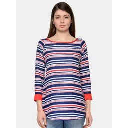 Enchanted Drapes Blue & Red Striped Crepe Top-picture-37