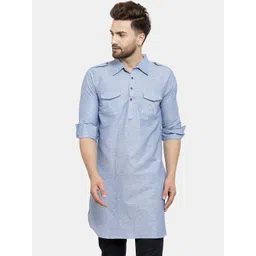 Enchanted Drapes Men Blue Pathani Kurta-picture-28