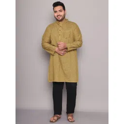 Enchanted Drapes Plus Size Geometric Printed Band Collar Pure Cotton Straight Kurta-picture-12