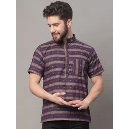 Enchanted Drapes Striped Mandarin Collar Pure Cotton Kurta-picture-15