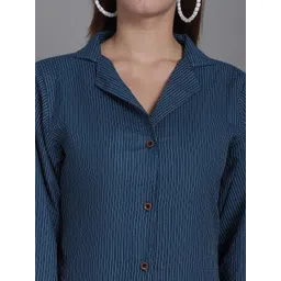 Enchanted Drapes Striped Pure Cotton Shirt With Trousers image 2