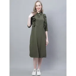 Enchanted Drapes Tie Up Neck Crepe A-Line Midi Dress-picture-40