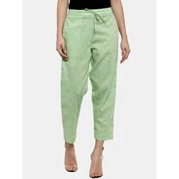Enchanted Drapes Women Green Cotton Trousers-picture-41