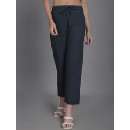 Enchanted Drapes Women Stripes Textured Cotton Slim Fit Trousers-picture-16