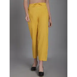 Enchanted Drapes Women Stripes Textured Cotton Slim Fit Trousers-picture-14