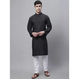 Enchanted Drapes Woven Design Mandarin Collar Pure Cotton Kurta-picture-16