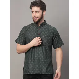 Enchanted Drapes Woven Design Mandarin Collar Pure Cotton Kurta-picture-17