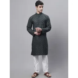 Enchanted Drapes Woven Design Mandarin Collar Pure Cotton Kurta-picture-22