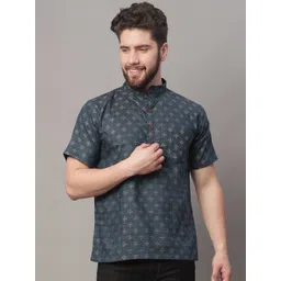 Enchanted Drapes Woven Design Mandarin Collar Pure Cotton Kurta-picture-18