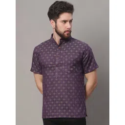 Enchanted Drapes Woven Design Mandarin Collar Pure Cotton Kurta-picture-19