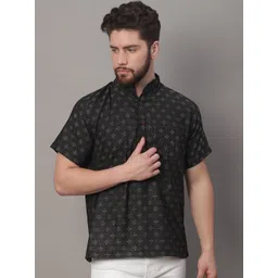 Enchanted Drapes Woven Design Mandarin Collar Pure Cotton Short Kurta-picture-28