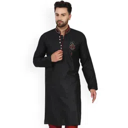Enciger Mandarin Collar Long Sleeve Beads & Stones Jacquard Straight Kurta-picture-20