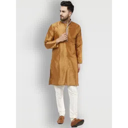 Enciger Men Brown & White Solid Kurta With Pajamas-picture-20