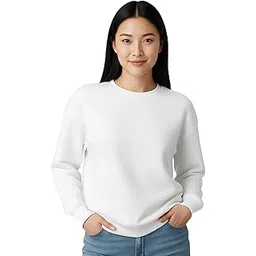 Womens Plain Sweatshirt – Soft Cotton Blend Fleece Pullover with Ribbed Cuffs & Hem | Warm, Comfortable Winter Wear for Daily Use, College, Travel & Casual Outings-image-37