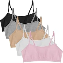 enclave Girls Training Bra - Comfortable Strecthy Crop Cami Training Bras for Girls with Adjustable Straps. Breathable Beginners Bra & Super Soft Material Cotton Bra Pack-picture-10