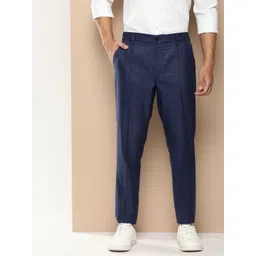encore by INVICTUS Men Mid Rise Checked Semi Formal Trousers-picture-40