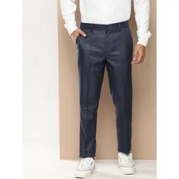 encore by INVICTUS Men Mid Rise Checked Semi Formal Trousers-picture-41