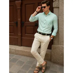 encore by INVICTUS Men Slim Fit Solid Spread Collar Casual Shirt-picture-38