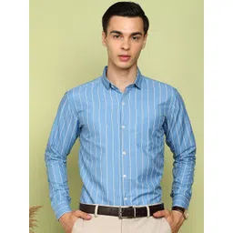 encore by INVICTUS Slim Fit Vertical Striped Long Sleeves Cotton Shirt-picture-15