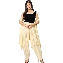 endfashion Woman's Plain Cotton Semi Patiala Salwar with Dupatta|| Plain Patiyala with Dupatta || Semi Patiala Pant with Dupatta (Free Size) image 1